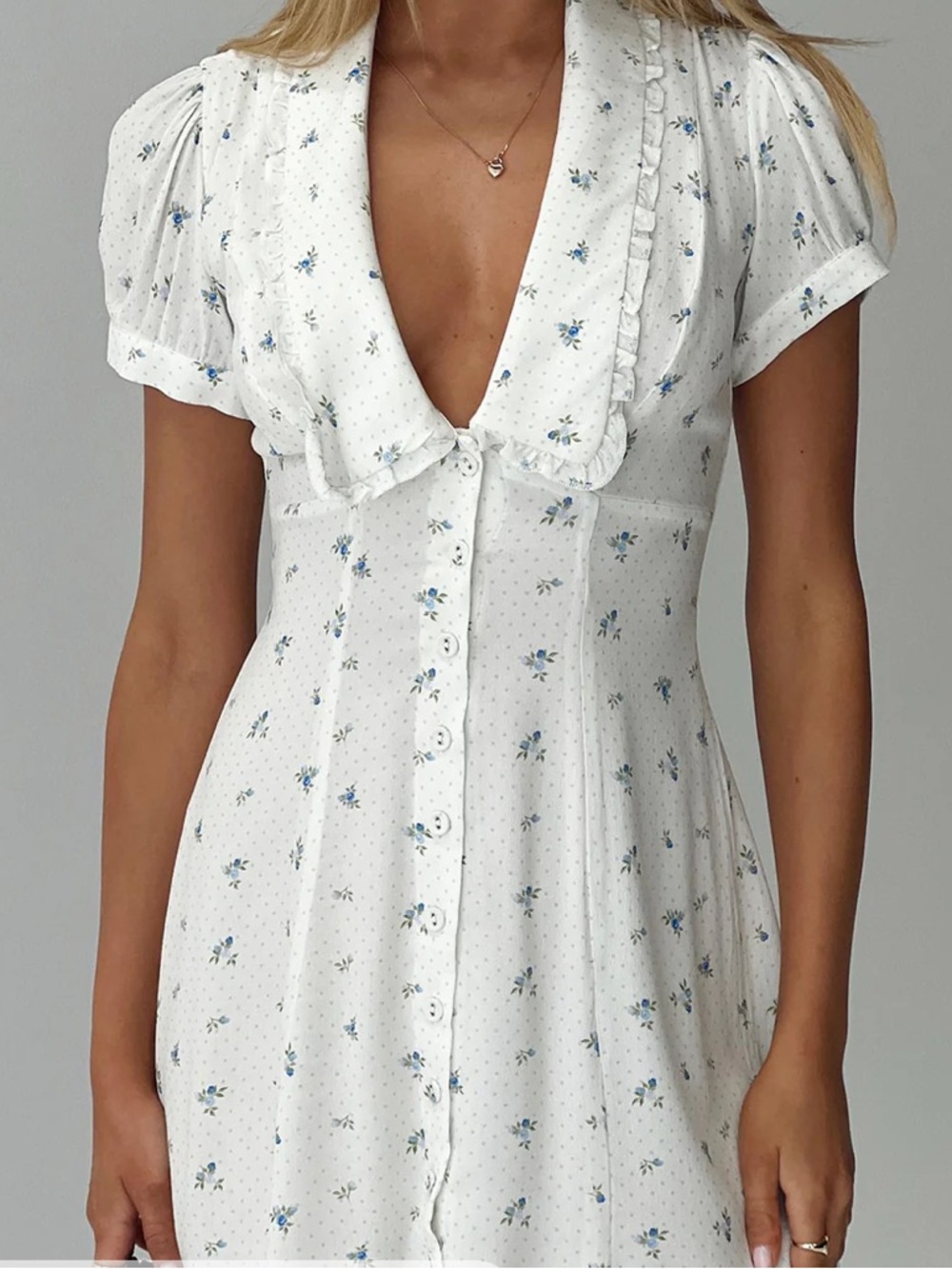 Princess Polly White Mini Dress with Blue Floral Print